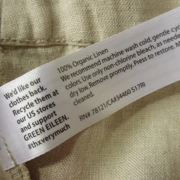 NWT Eileen Fisher Organic Linen Cropped Pant in Unnatural Pull-on Pants M - Picture 5 of 7